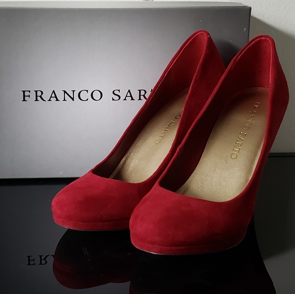 Franco Sarto red/burgundy suede heels
